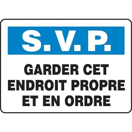 BILINGUAL FRENCH SIGN  KEEP CLEAN FRMHSK949VA